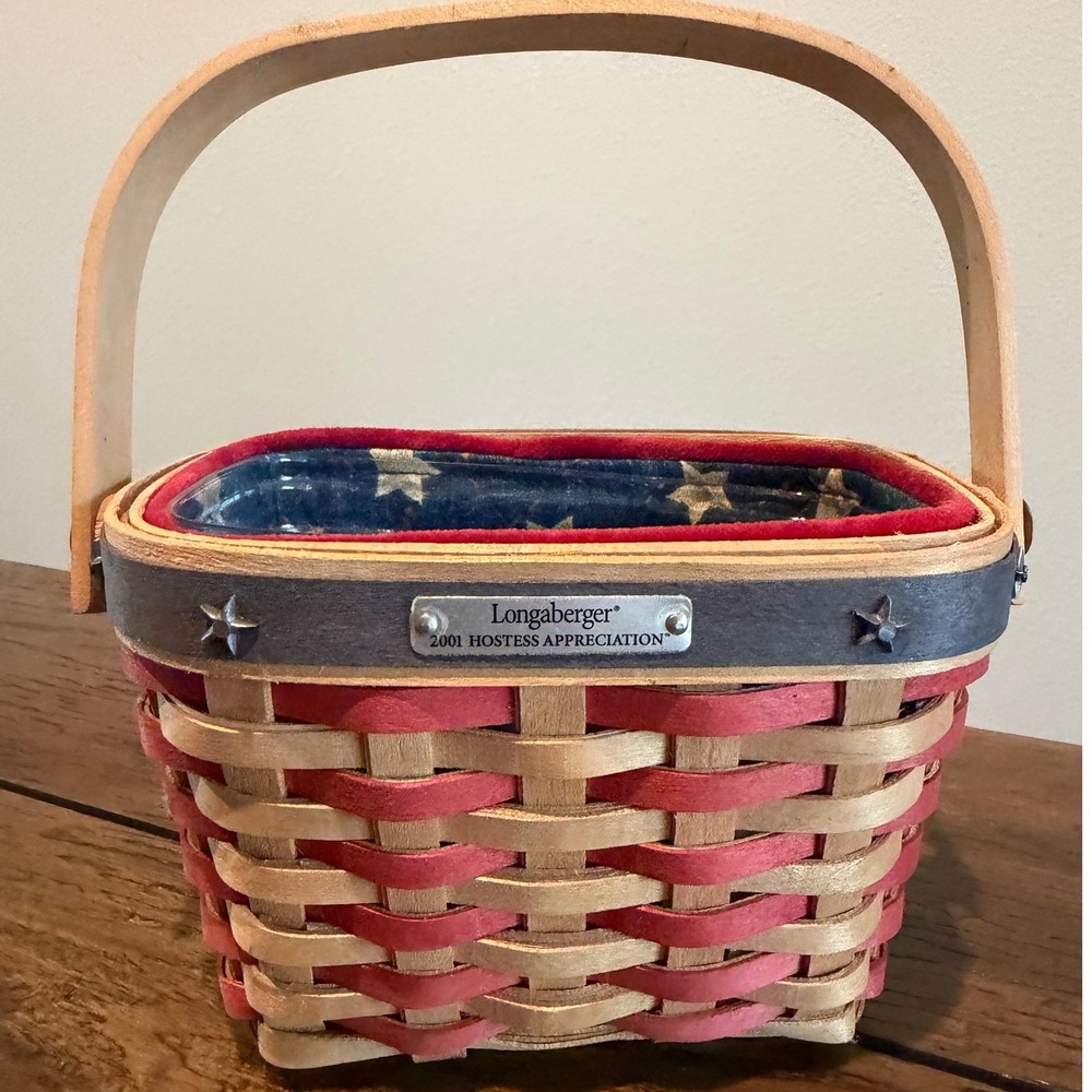 Longaberger Basket 2001 Hostess Appreciation Red White Blue Stars America